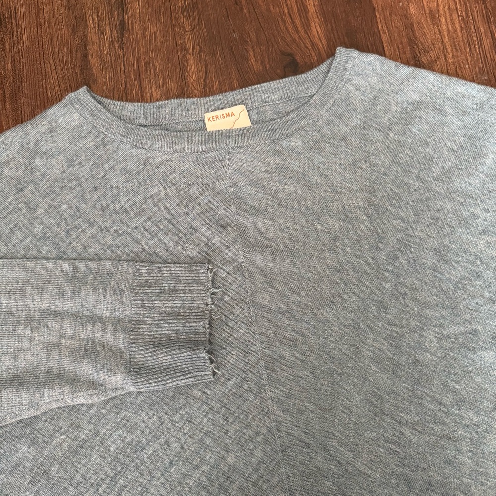 Kerisma Sweater Women M/L Oversized Blue Minimalist Capsule Shark Bite Lagenlook